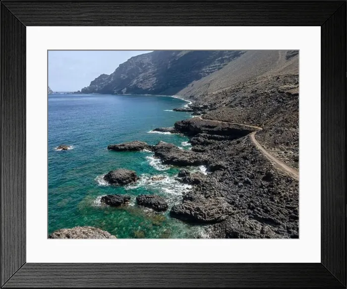 Framed Print : aerial drone flight over the beautiful canary island el hierro in spain in summer Framed Print : aerial drone flight over the beautiful canary island el hierro in spain in summer