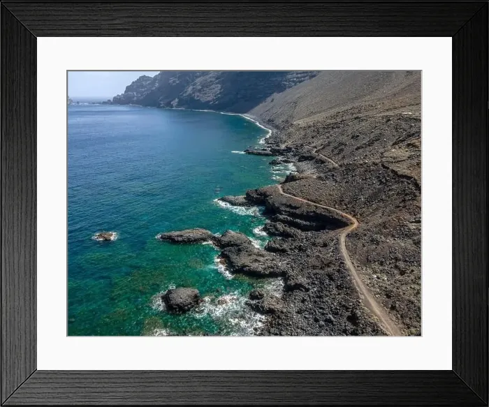 Framed Print : aerial drone flight over the beautiful canary island el hierro in spain in summer Framed Print : aerial drone flight over the beautiful canary island el hierro in spain in summer