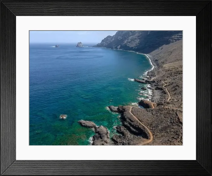 Framed Print : aerial drone flight over the beautiful canary island el hierro in spain in summer Framed Print : aerial drone flight over the beautiful canary island el hierro in spain in summer