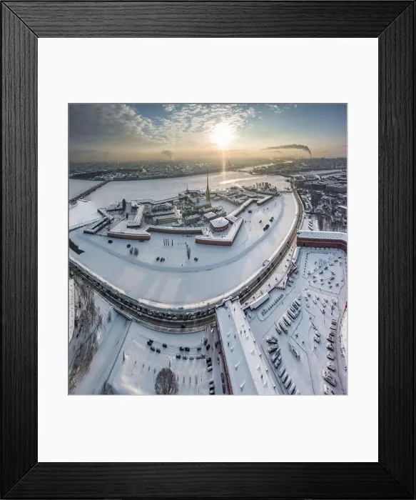 Framed Print : Drone point of view of winter St Framed Print : Drone point of view of winter St