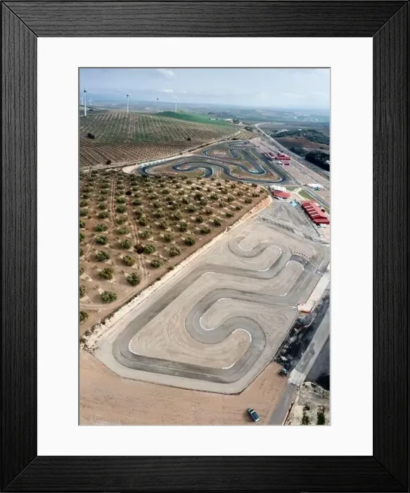 Framed Print : Aerial view of the FIA World Championship go-kart tracks in Campillos