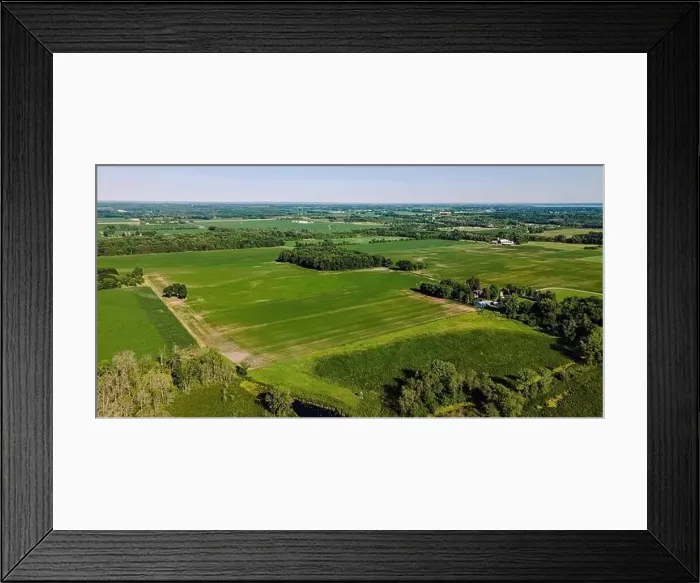 Framed Print : A hot summer day with a clear sky showing rural wisconsin farm fields Framed Print : A hot summer day with a clear sky showing rural wisconsin farm fields