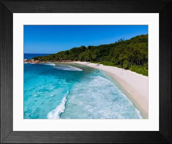 Framed Print : Anse Cocos Beach, La Digue Island, Seychelles, Tropical white beach with the turquoise colored ocean Framed Print : Anse Cocos Beach, La Digue Island, Seychelles, Tropical white beach with the turquoise colored ocean