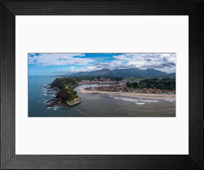 Framed Print : Drone view of Ribadesella and the Sella River estuary on the north coast of Spain in Asturias Framed Print : Drone view of Ribadesella and the Sella River estuary on the north coast of Spain in Asturias