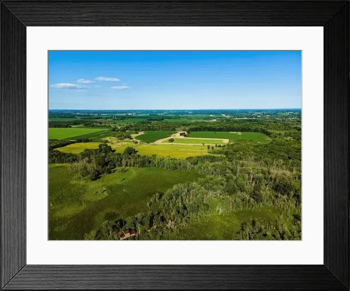 Framed Print : A hot summer day with a clear sky showing rural wisconsin farm fields Framed Print : A hot summer day with a clear sky showing rural wisconsin farm fields
