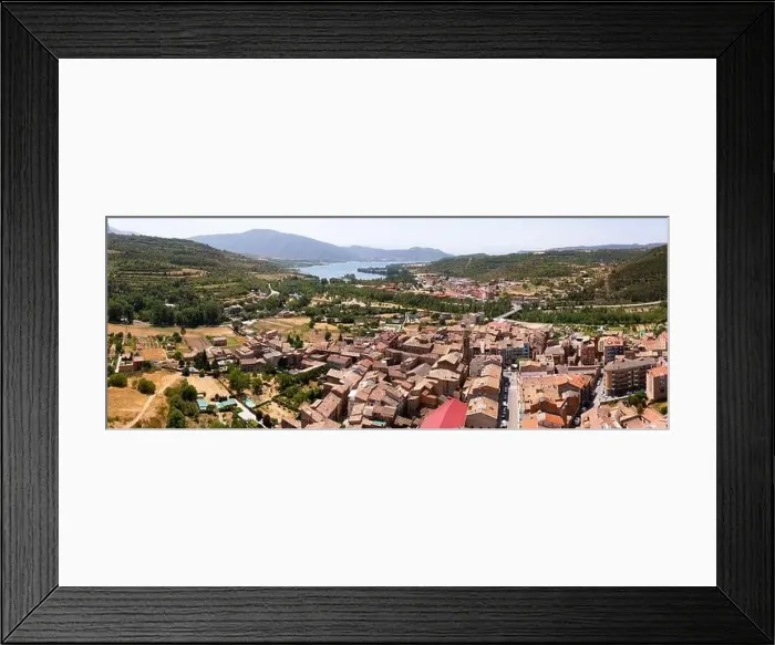 Framed Print : Aerial cityscape of city Puebla de Segur. Spain Framed Print : Aerial cityscape of city Puebla de Segur. Spain