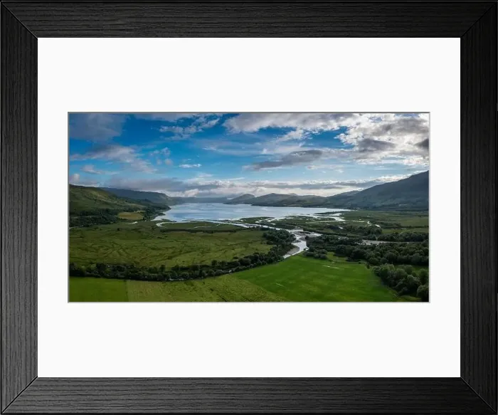 Framed Print : Aerial view of the River Carron and Loch Carron in the Scottish Highlands near Strathcarron Framed Print : Aerial view of the River Carron and Loch Carron in the Scottish Highlands near Strathcarron
