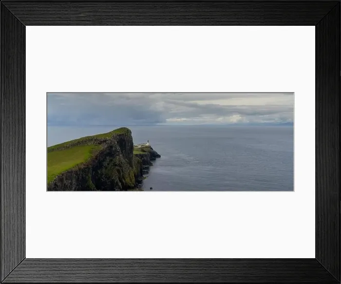 Framed Print : Panorama landscape view of the Neist Point Lighthouse and the Minch on the western coast of Isle of Skye Framed Print : Panorama landscape view of the Neist Point Lighthouse and the Minch on the western coast of Isle of Skye