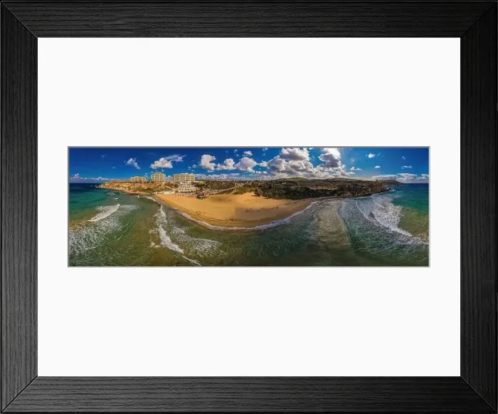 Framed Print : 360 wide angle drone shot of seascape and landscape Framed Print : 360 wide angle drone shot of seascape and landscape