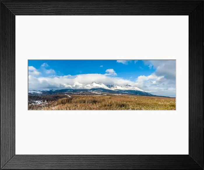 Framed Print : Aerial drone panoramic view of High Tatras mountain range (Vysoke Tatry in local speak) Framed Print : Aerial drone panoramic view of High Tatras mountain range (Vysoke Tatry in local speak)