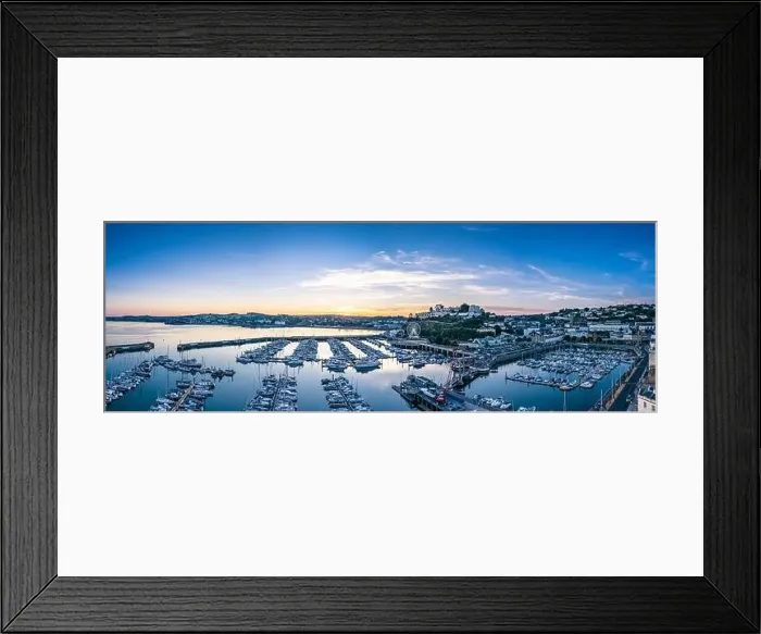 Framed Print : Sunset over Torquay Harbour and Marina, English Riviera from a drone, Devon, England, Europe Framed Print : Sunset over Torquay Harbour and Marina, English Riviera from a drone, Devon, England, Europe