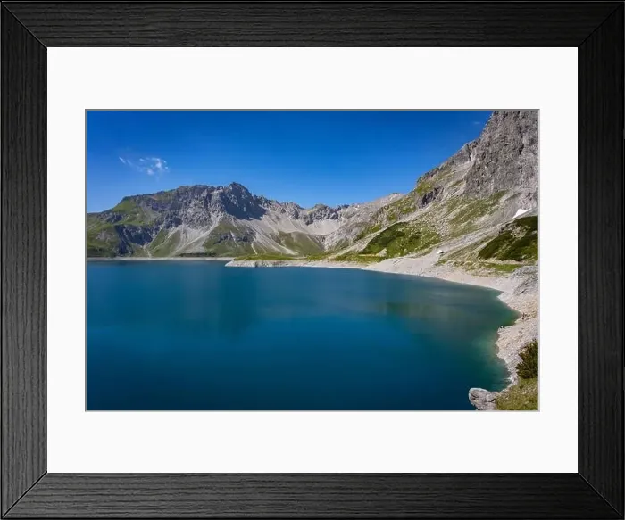 Framed Print : Wonderful landscape at the Luenersee with dam wall and rocks in Vorarlberg, Austria Framed Print : Wonderful landscape at the Luenersee with dam wall and rocks in Vorarlberg, Austria