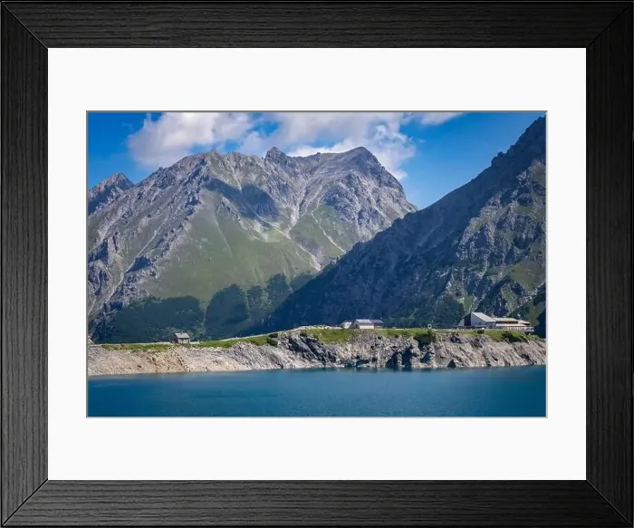 Framed Print : Wonderful landscape at the Luenersee with dam wall and rocks in Vorarlberg, Austria Framed Print : Wonderful landscape at the Luenersee with dam wall and rocks in Vorarlberg, Austria