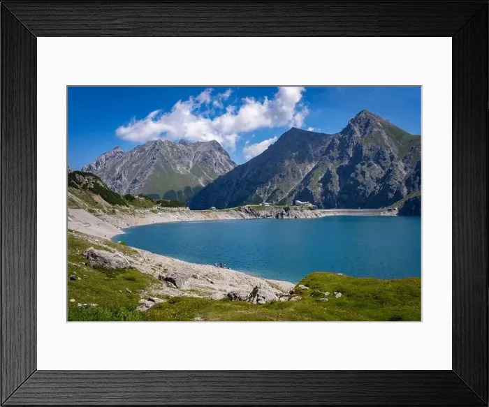 Framed Print : Wonderful landscape at the Luenersee with dam wall and rocks in Vorarlberg, Austria Framed Print : Wonderful landscape at the Luenersee with dam wall and rocks in Vorarlberg, Austria