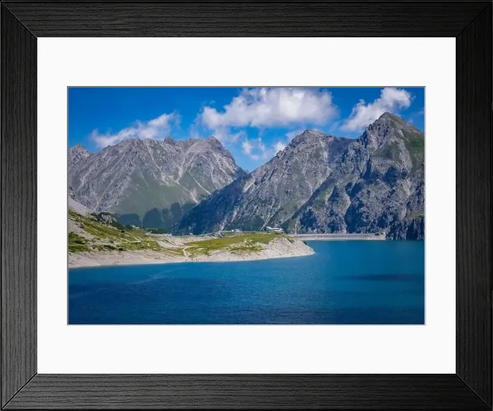 Framed Print : Wonderful landscape at the Luenersee with dam wall and rocks in Vorarlberg, Austria Framed Print : Wonderful landscape at the Luenersee with dam wall and rocks in Vorarlberg, Austria