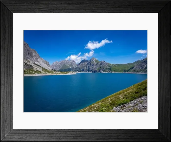 Framed Print : Wonderful landscape at the Luenersee with dam wall and rocks in Vorarlberg, Austria Framed Print : Wonderful landscape at the Luenersee with dam wall and rocks in Vorarlberg, Austria