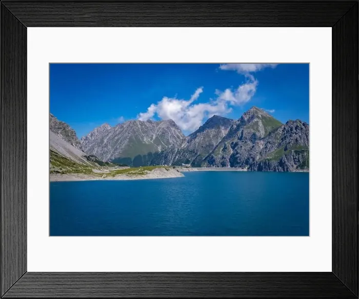 Framed Print : Wonderful landscape at the Luenersee with dam wall and rocks in Vorarlberg, Austria Framed Print : Wonderful landscape at the Luenersee with dam wall and rocks in Vorarlberg, Austria