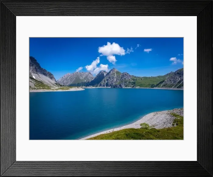 Framed Print : Wonderful landscape at the Luenersee with dam wall and rocks in Vorarlberg, Austria Framed Print : Wonderful landscape at the Luenersee with dam wall and rocks in Vorarlberg, Austria