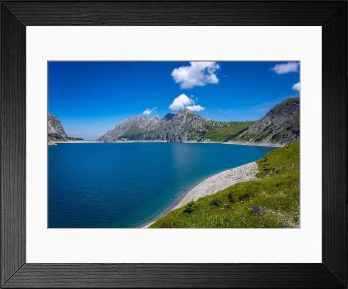 Framed Print : Wonderful landscape at the Luenersee with dam wall and rocks in Vorarlberg, Austria Framed Print : Wonderful landscape at the Luenersee with dam wall and rocks in Vorarlberg, Austria