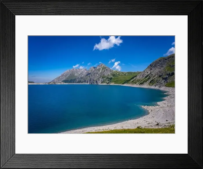Framed Print : Wonderful landscape at the Luenersee with dam wall and rocks in Vorarlberg, Austria Framed Print : Wonderful landscape at the Luenersee with dam wall and rocks in Vorarlberg, Austria