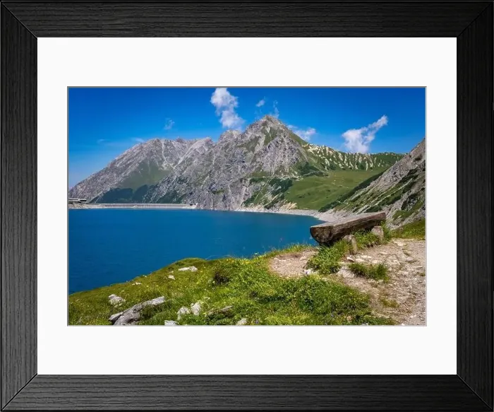 Framed Print : Wonderful landscape at the Luenersee with dam wall and rocks in Vorarlberg, Austria Framed Print : Wonderful landscape at the Luenersee with dam wall and rocks in Vorarlberg, Austria
