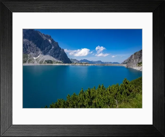 Framed Print : Wonderful landscape at the Luenersee with dam wall and rocks in Vorarlberg, Austria Framed Print : Wonderful landscape at the Luenersee with dam wall and rocks in Vorarlberg, Austria