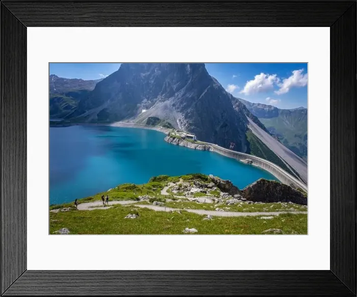 Framed Print : Wonderful landscape at the Luenersee with dam wall and rocks in Vorarlberg, Austria Framed Print : Wonderful landscape at the Luenersee with dam wall and rocks in Vorarlberg, Austria