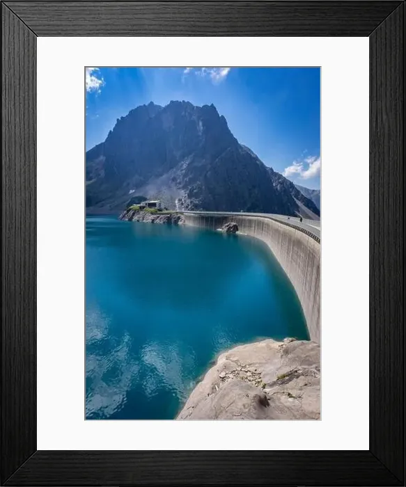 Framed Print : Wonderful landscape at the Luenersee with dam wall and rocks in Vorarlberg, Austria Framed Print : Wonderful landscape at the Luenersee with dam wall and rocks in Vorarlberg, Austria