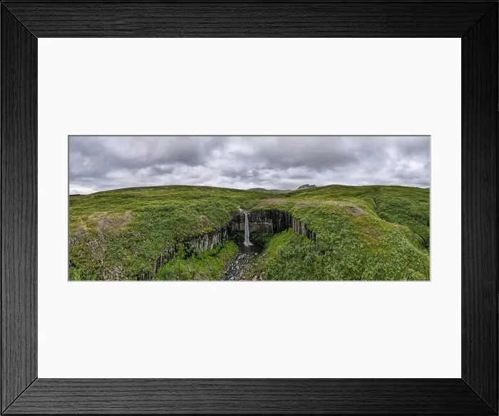Framed Print : Drone view at Svartifoss waterfall on Skaftafell national park in Iceland Framed Print : Drone view at Svartifoss waterfall on Skaftafell national park in Iceland