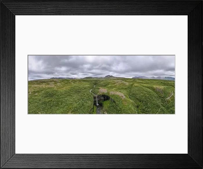 Framed Print : Drone view at Svartifoss waterfall on Skaftafell national park in Iceland Framed Print : Drone view at Svartifoss waterfall on Skaftafell national park in Iceland