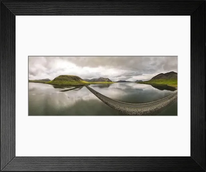 Framed Print : Drone view at a bridge on Snaefellsnes penisola on Iceland Framed Print : Drone view at a bridge on Snaefellsnes penisola on Iceland