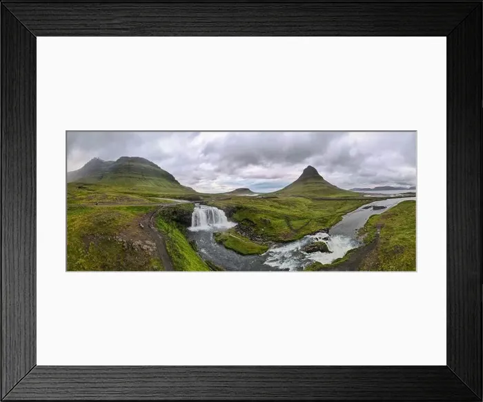 Framed Print : Drone view at mount and waterfall of Kirkjufell at Grundarfjordur on Iceland Framed Print : Drone view at mount and waterfall of Kirkjufell at Grundarfjordur on Iceland