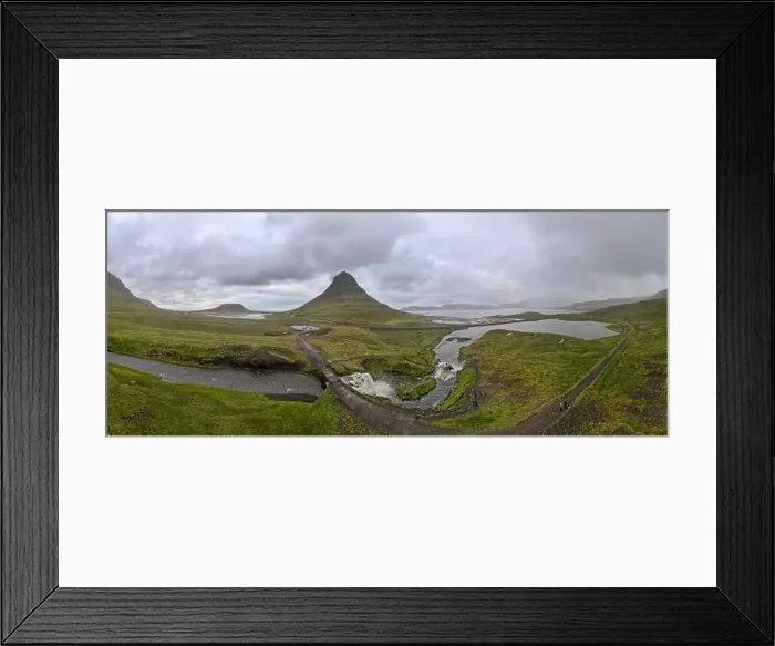 Framed Print : Drone view at mount and waterfall of Kirkjufell at Grundarfjordur on Iceland