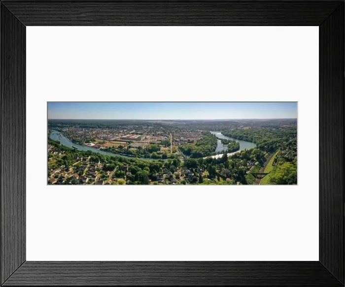 Framed Print : aerial and panoramic view on the cities of Thomery, champagne sur Seine and Saint Mammes in Seine et Marne in France Framed Print : aerial and panoramic view on the cities of Thomery, champagne sur Seine and Saint Mammes in Seine et Marne in France