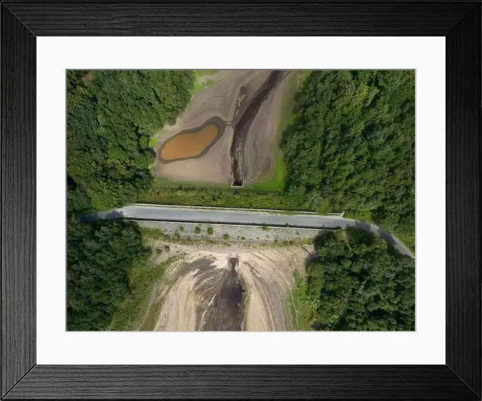 Framed Print : Drought conditions are shown through drone shots of Stocks Reservoir Hodder valley in the Forest of Bowland Framed Print : Drought conditions are shown through drone shots of Stocks Reservoir Hodder valley in the Forest of Bowland