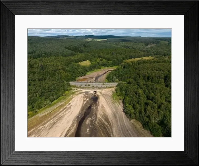 Framed Print : Drought conditions are shown through drone shots of Stocks Reservoir Hodder valley in the Forest of Bowland Framed Print : Drought conditions are shown through drone shots of Stocks Reservoir Hodder valley in the Forest of Bowland