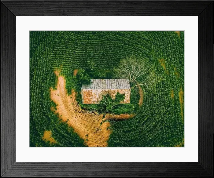 Framed Print : The above view of a empty farm in wisconsin Framed Print : The above view of a empty farm in wisconsin