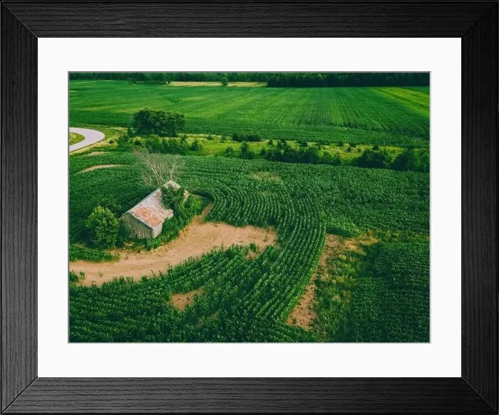 Framed Print : A wisconsin farm in summertime from above Framed Print : A wisconsin farm in summertime from above
