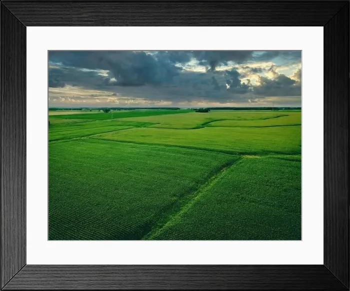 Framed Print : Summertime farms in wisconsin with cloudy sky Framed Print : Summertime farms in wisconsin with cloudy sky