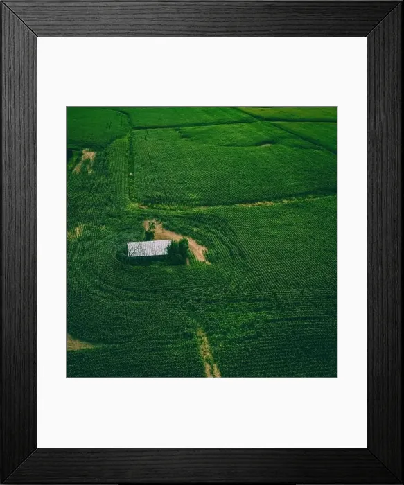 Framed Print : A wisconsin farm in summertime from above Framed Print : A wisconsin farm in summertime from above