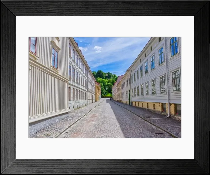 Framed Print : Gothenburg “Göteborg quiet street in Haga city part in Europe Framed Print : Gothenburg “Göteborg quiet street in Haga city part in Europe
