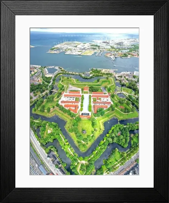 Framed Print : Copenhagen fortress in Denmark Europe aerial view including windmil