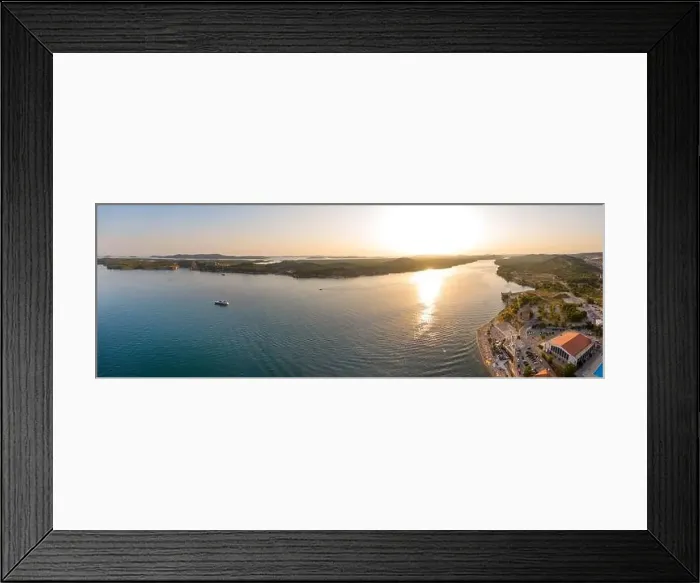 Framed Print : Aerial drone view of sunset over Kornati islands near the Sibenik city Framed Print : Aerial drone view of sunset over Kornati islands near the Sibenik city