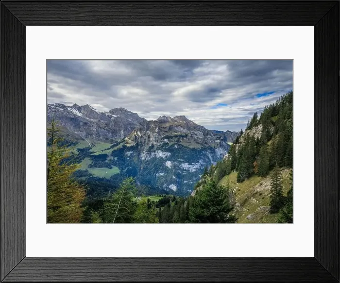 Framed Print : Hiking near Engelberg with a view of the Swiss Alps, summer Framed Print : Hiking near Engelberg with a view of the Swiss Alps, summer