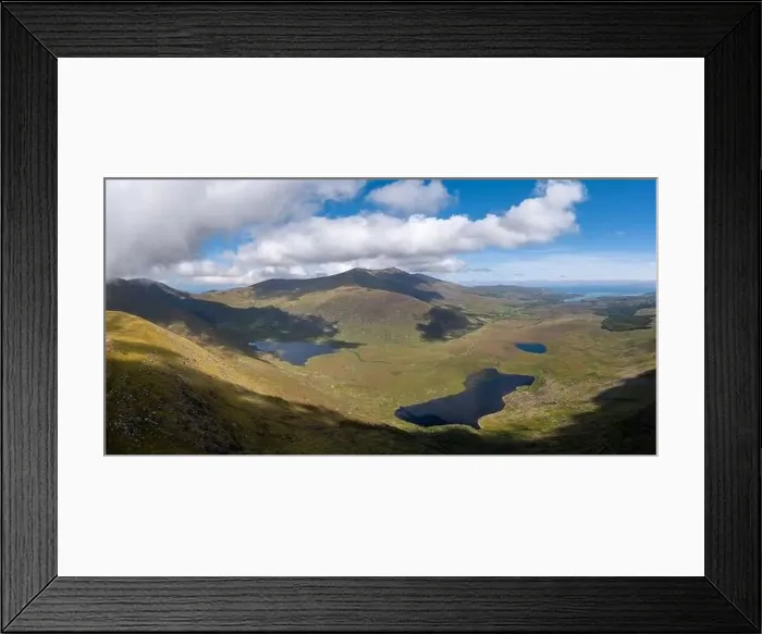 Framed Print : A panorama aerial view of the Mountains of the Central Dingle Peninsula in County Kerry of Ireland Framed Print : A panorama aerial view of the Mountains of the Central Dingle Peninsula in County Kerry of Ireland
