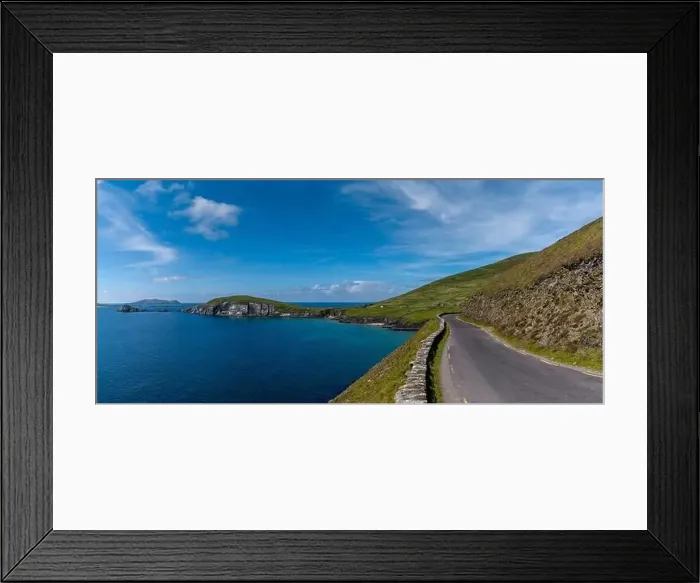 Framed Print : panorama landscape with Wild Atlantic Way coastal road leading to Slea Head on Dingle Peninsula in County Kerry of Framed Print : panorama landscape with Wild Atlantic Way coastal road leading to Slea Head on Dingle Peninsula in County Kerry of