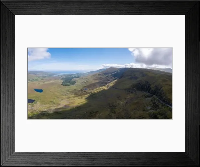 Framed Print : A panorama aerial view of the Mountains of the Central Dingle Peninsula and Connor Pass in County Kerry of Ireland Framed Print : A panorama aerial view of the Mountains of the Central Dingle Peninsula and Connor Pass in County Kerry of Ireland