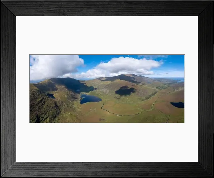Framed Print : A panorama aerial view of the Mountains of the Central Dingle Peninsula and Connor Pass in County Kerry of Ireland Framed Print : A panorama aerial view of the Mountains of the Central Dingle Peninsula and Connor Pass in County Kerry of Ireland