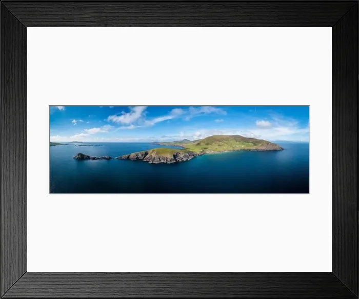 Framed Print : aerial panorama view of Slea Head and the Dingle Peninsula in County Kerry of western Ireland Framed Print : aerial panorama view of Slea Head and the Dingle Peninsula in County Kerry of western Ireland