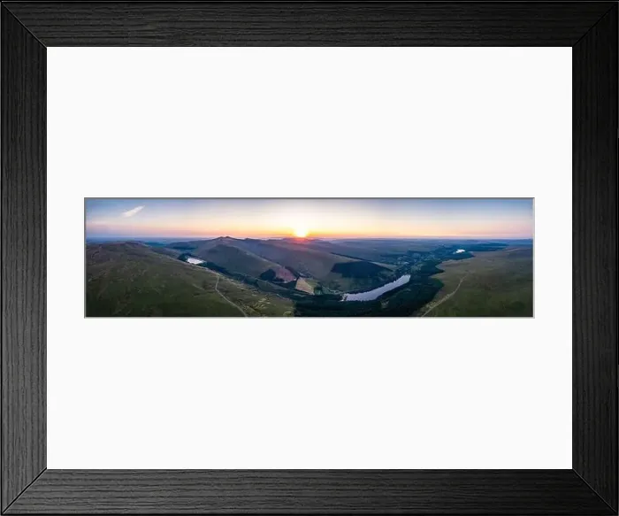 Framed Print : Sunrise over Lakes and Mountains from a drone, Pen y Fan, Cribyn, Brecon Beacons, Wales, England Framed Print : Sunrise over Lakes and Mountains from a drone, Pen y Fan, Cribyn, Brecon Beacons, Wales, England